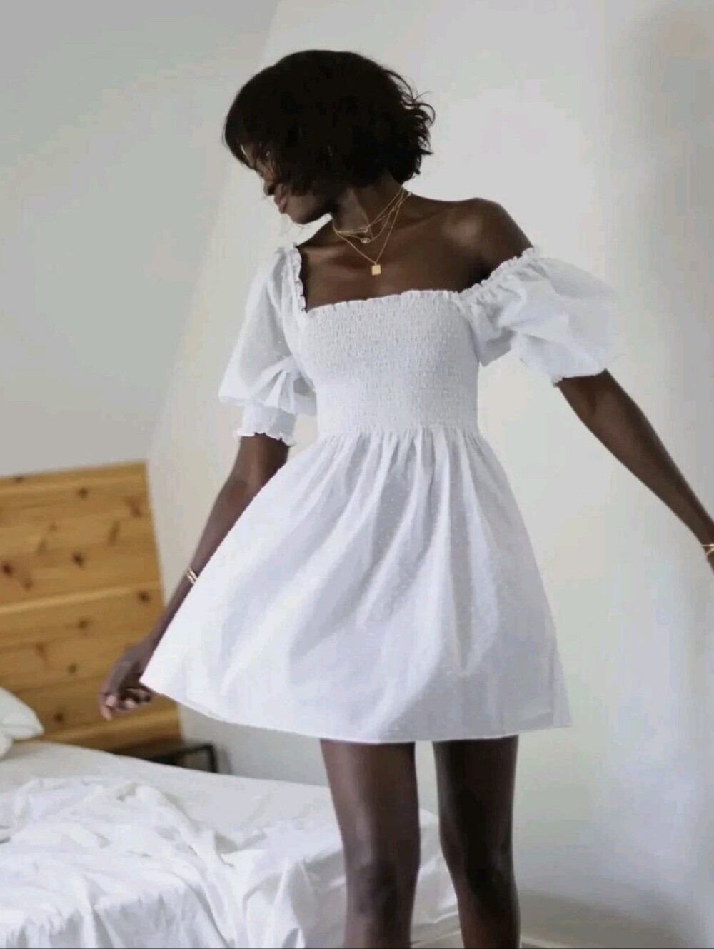 Hill House Athena Nap Dress Women's Small Sheer White Swiss Dot Brunch Bridal
